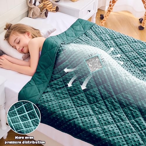 Green Weighted Blanket Kids 10lbs, 40"x60", Breathable Twin Size Cooling Minky Heavy Throw Blanket for 80-120lbs, Soft Winter Thick Big Blankets Weighted Comforter Gift for Sleeping