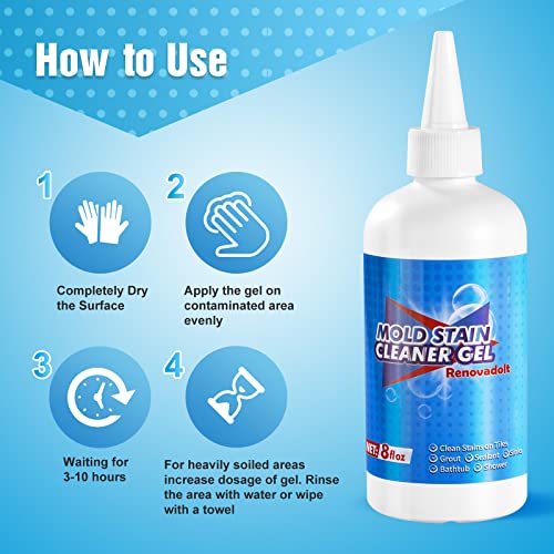 Renovadolt Mold And Mildew Stains Cleaner Gel 8Oz, Household Stain Cleaner For Bathroom Showers Tiles Grout Sealant Sinks #TOP5