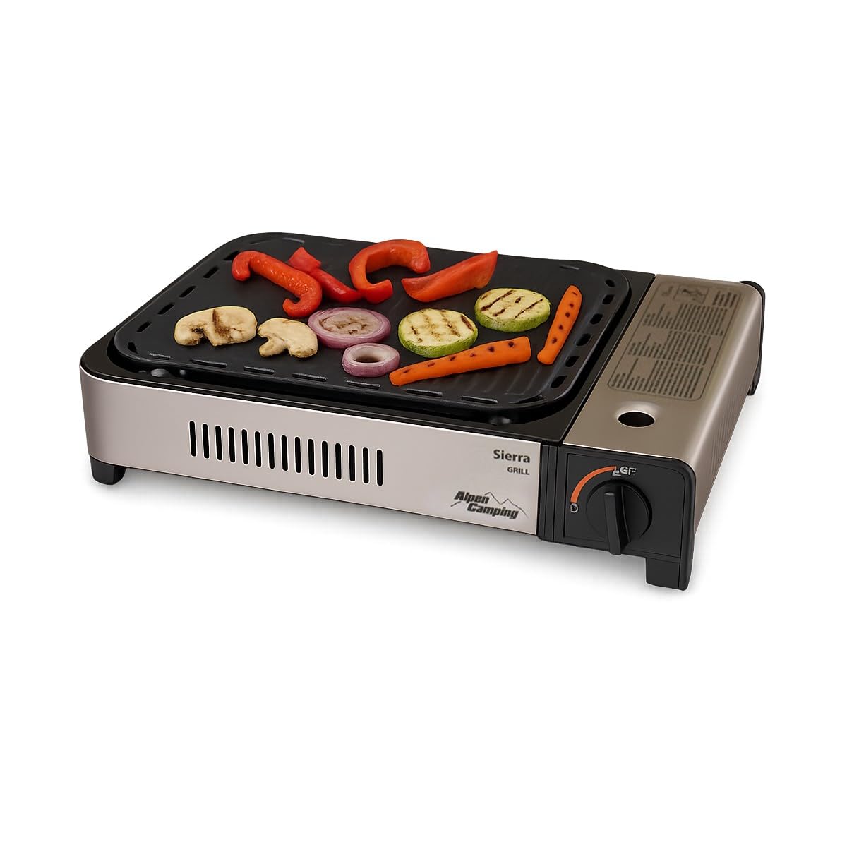 ALPEN Plancha/Grill Gaz Portable Multifonction 2100W, Allumage Piézo, Répartition Uniforme, Récupérateur Graisse, Mallette Transport Inclus - Balcon, Camping