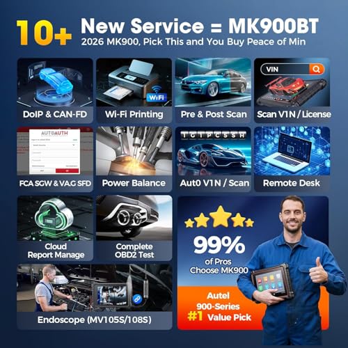 Autel MaxiCOM MK900 Bidirectional Scanner: 2026 Up of MaxiCheck MX808S MK808S, Work as MK900-BT MK900BT MX900 OBD2 Diagnostic Tool w/ 3000+ Active Test, 40+ Service, CAN-FD&DOIP, All System, FCA 11 OS - Image 8