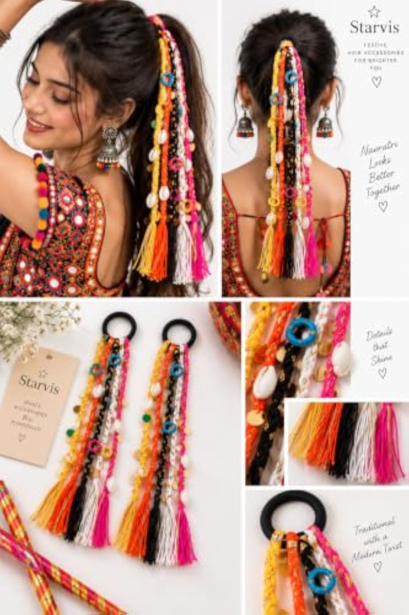 Women's Multicolour Braids Hair Extension for Navratri