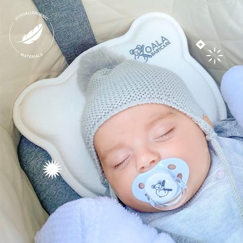 Zdejmowana poduszka dla noworodka Plagiocephaly (z dwoma poszewkami) do profilaktyki i leczenia płaskiej głowy z pianki memory - biała - wzór zarejestrowany KBC