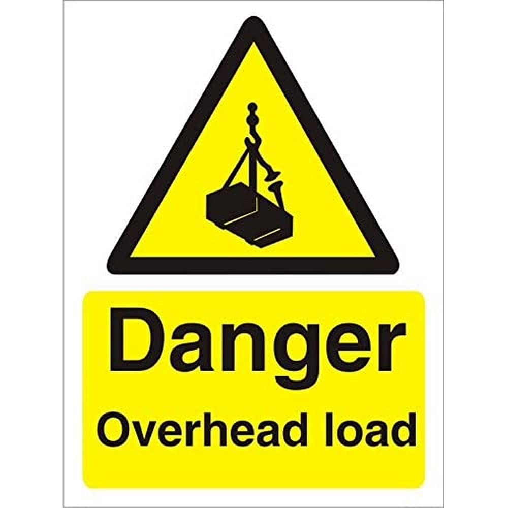 Seco Danger Overhead Load Sign, 300mm x 400mm - 1mm Semi Rigid Plastic