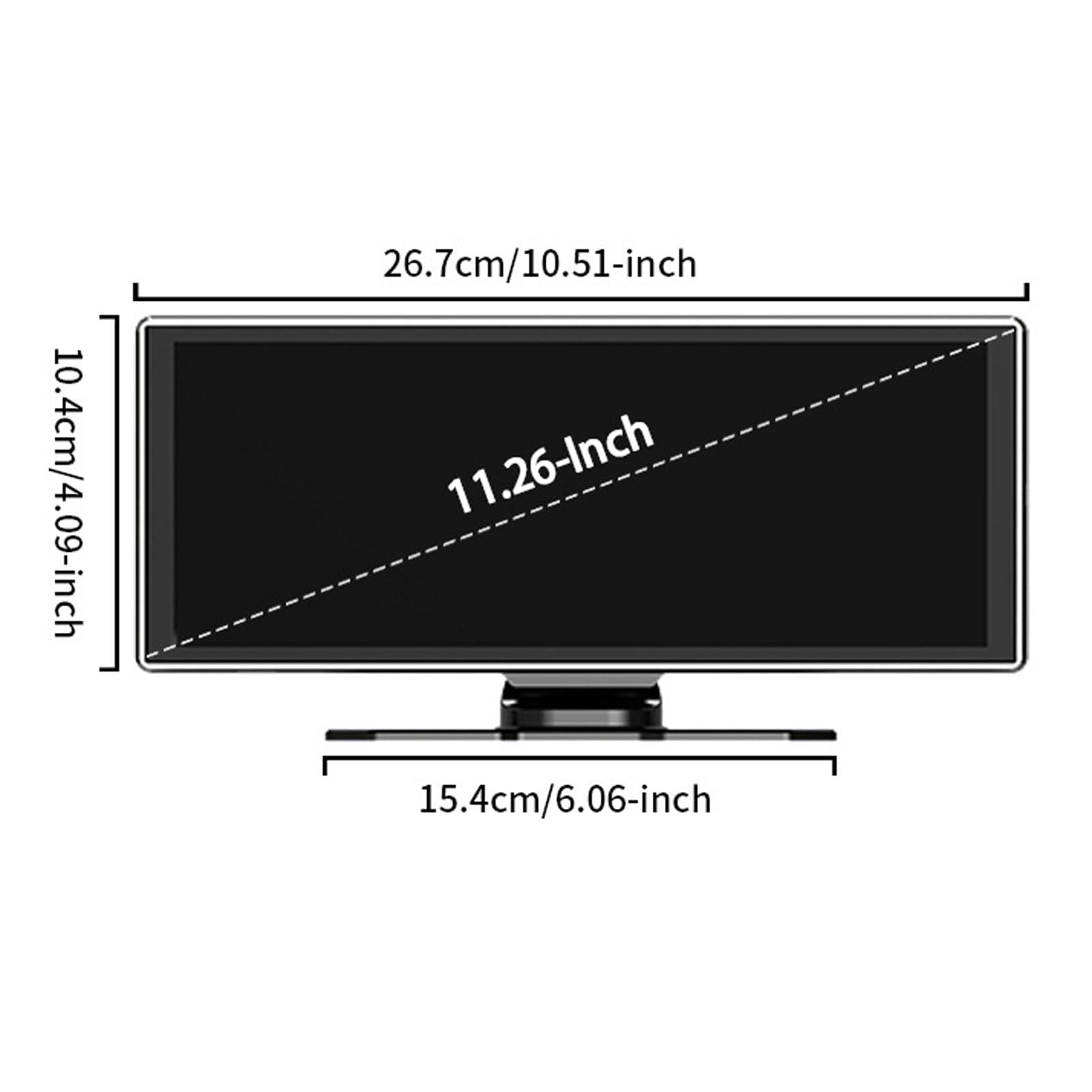 Pantalla IPS de 11,26 Pulgadas, Diseño de Panel Curvo 2.5D Bluetooth 5.0 y Transmisor FM con Altavoz Incorporado, Adecuado para Automóviles, Camiones y Remolques Soporte
