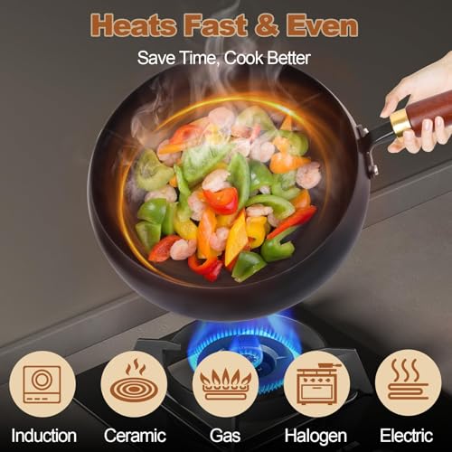 Vathery Suntuup Japanese Iron Pan, Uncoated Thick Iron Pot, Hand-Forged Non-Stick Stir Fry Pans Without Chemical Coating, Durable Rust-Free Flat Bottom Pan by Vathery - Image 6