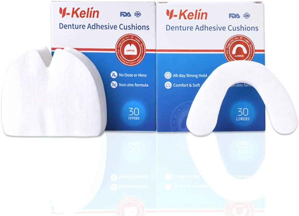 Y-Kelin Denture Adhesive Cushion (Upper) 30 Pads + (Lower) 30 Pads