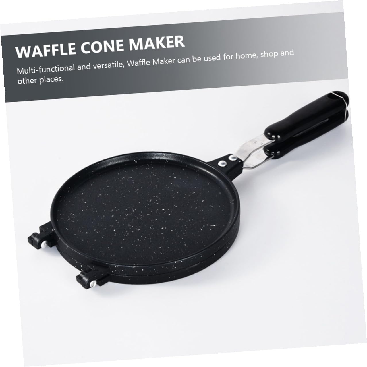 Stampo per Waffle Doppio in Lega di Alluminio Nero, Utensile da Forno | Superficie Liscia, Facile da Pulire, Uso Domestico e Negozio, per Preparazioni Dolci e Cotture Dedicate