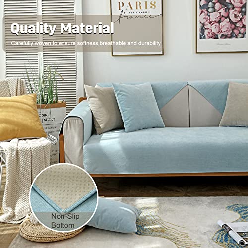 VanderHOME Solid Colour Sofa Cover 1/2/3/4 Seater Waterproof Sofa Cover in Various Sizes Non-slip Furniture Protector Sofa Cover for Dogs 110 * 180cm-aqua blue-seat cover(Only 1 piece - Image 4