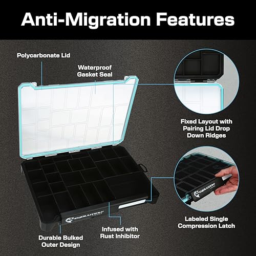 Image of Evolution Fishing BallistiX Terminal Tackle Tray - Waterproof, Anti-Corrosion, One Hand Latch, Clear Lid, Lure Box, Tackle Storage