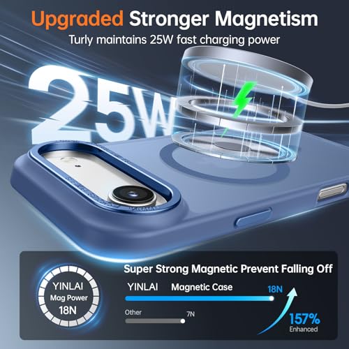 Image of YINLAI for iPhone Air Case 6.5-inch,Magnetic Compatible with MagSafe, Slim Matte Anti-Fingerprint, Shockproof Full Body Military Grade Protection for iPhone Air Cover, Blue