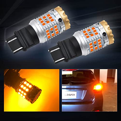 Lasfit 3157 Led Turn Signal Light 3156 3057 4157 3457 4057 Blinker Bulb With Canbus Anti Hyper Flash No Load Resistor Need 2023 Upgraded Standard Socket Automotive Bright Amber Only(Pack Of 2) #TOP4
