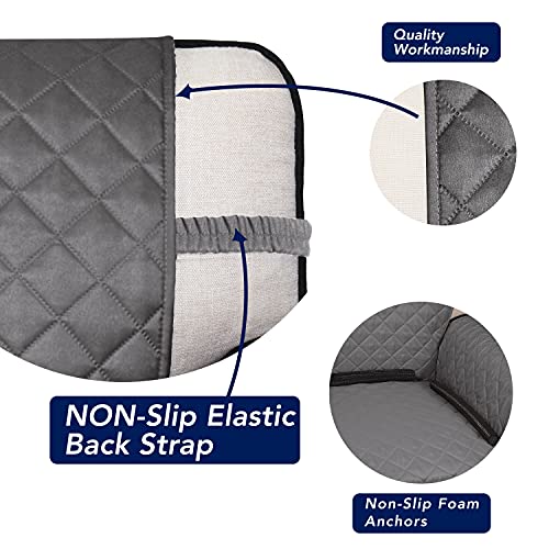 Image of PureFit Reversible Quilted Sofa Cover, Water Resistant Slipcover Furniture Protector, Washable Couch Cover with Non Slip and Elastic Straps for Kids, Dogs, Pets (Chair, Gray /Gray)
