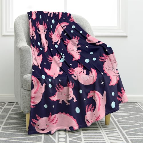 Jekeno Axolotl Print Throw Blanket for Kids