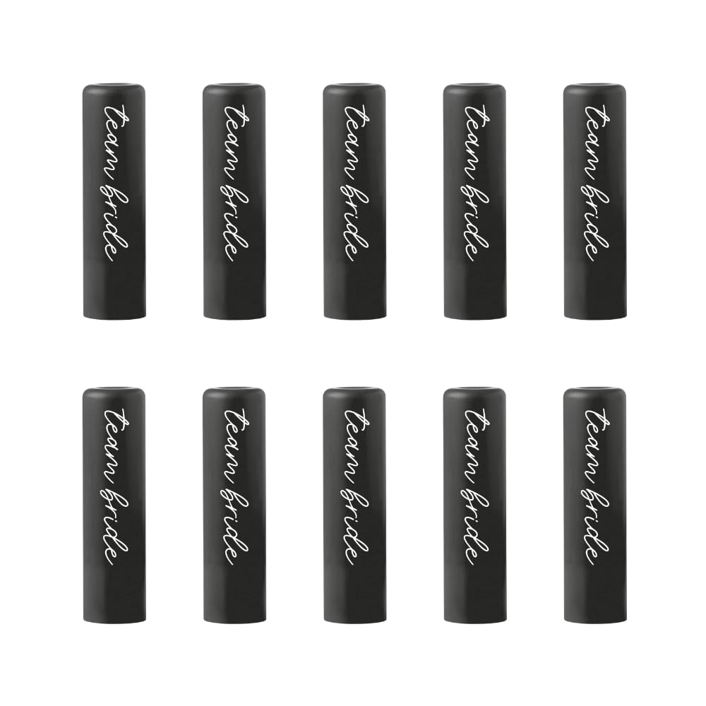 eBuyGb Pack of 10 Team Bride LIP BALM, Hen Party Favour, Hen Party Bag Filler, Hen Party Gift Bags, Hen Night Accessories, Vanilla Lip Balm Bride to Be Gift (Black - Team Bride)