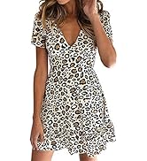 GORGLITTER Damen Neckholder Kleid Leopardenprint - A-Linie Minikleid Für Party & Festival