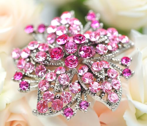 Image of Gyn&Joy Womens Crystal Rhinestones Lily Floral Wedding Flower Brooch Pins