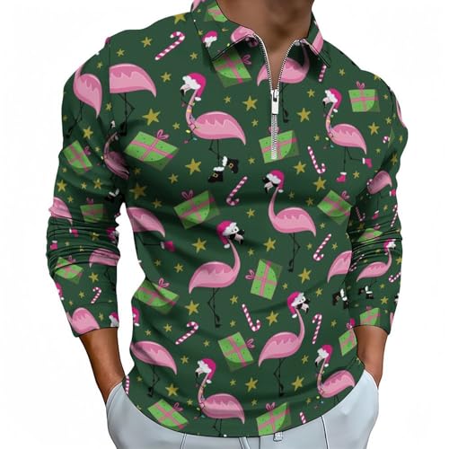 Joli oiseau de Noël pour homme sur un polo manches longues de golf