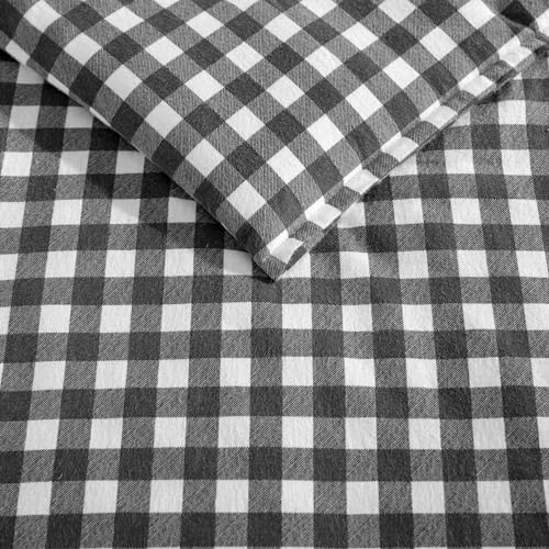 Image of Eddie Bauer - Queen Comforter Set, Reversible Cotton Bedding with Matching Shams, Luxurious Bedding Set for Colder Months (Preston Grey, Queen)