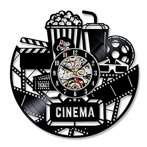 Smotly Horloge murale en vinyle, heure de lumière et d'ombre, partage joyeux – Popcorn Cola Horloge murale disque vinyle