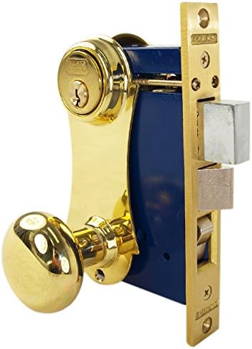 Marks 21AC/3-W-LH Brass Left Hand Ornamental Unilock Knobe/Plate Mortise Entry Lockset Iron Gate Door Double Cylinder Lock Set