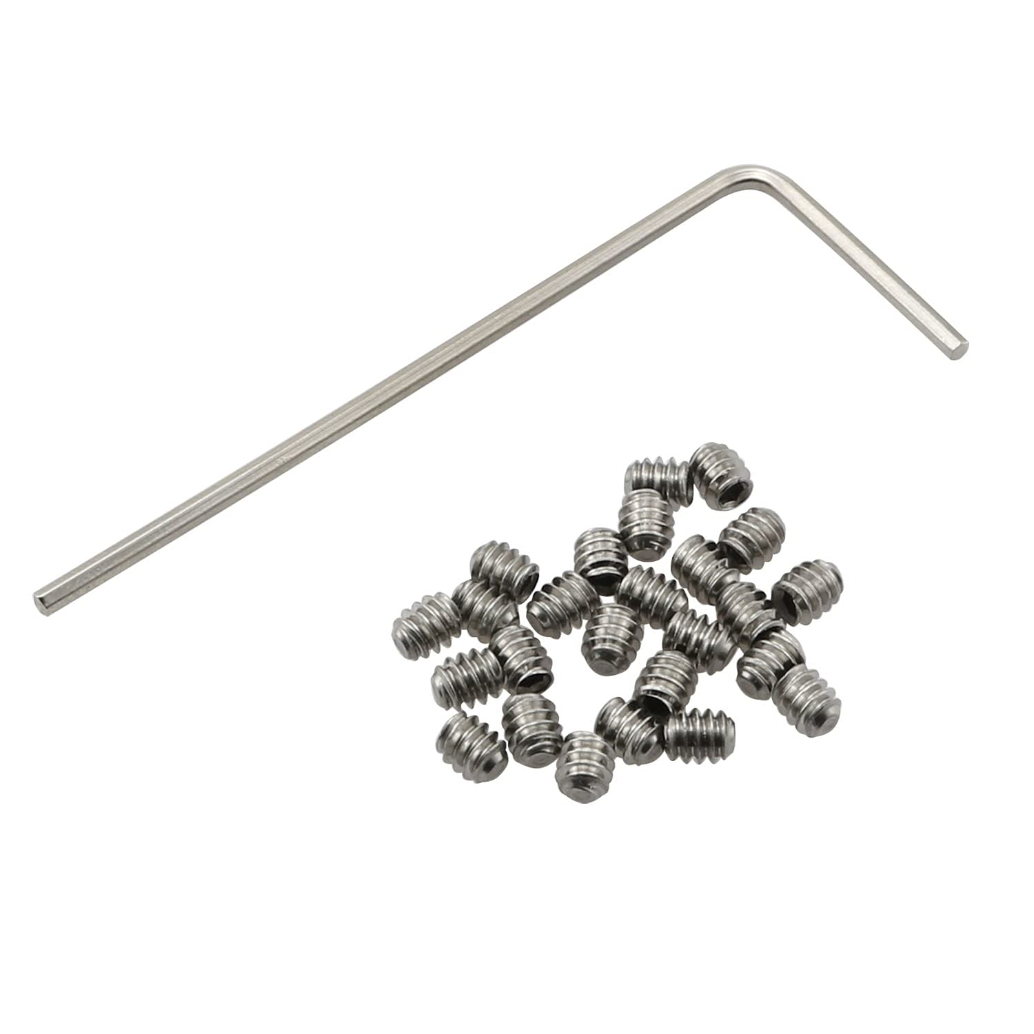 25pcs 4-40 x 1/8" Stainless Steel Allen Head Hex Hexagon Socket Set Screws Cup Point with Hex Key Wrench