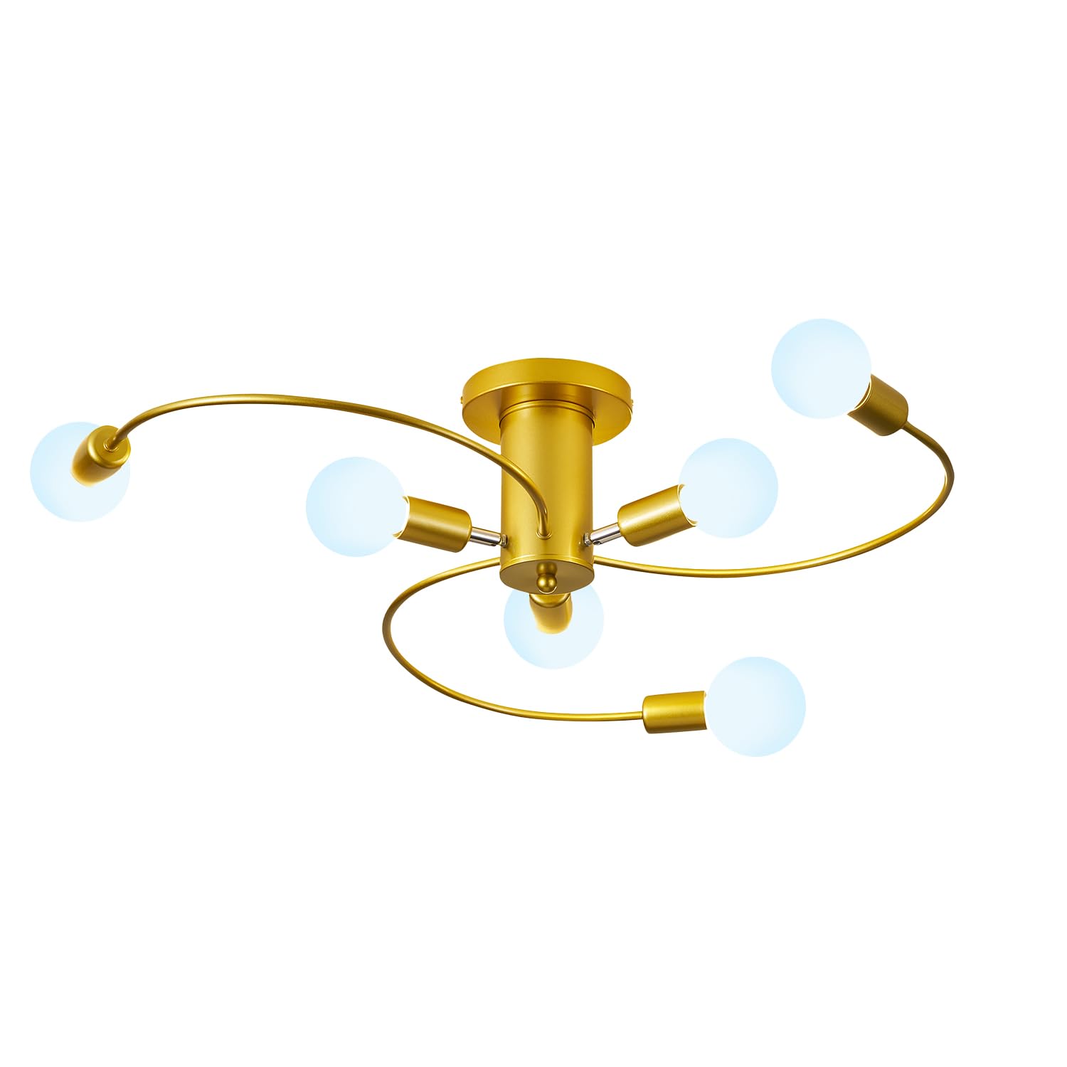 Modern Chandeliers Ceiling Lights Living Room, 6 Adjustable Head Bulbs E27, Flush light fittings ceilings, Gold Ceiling Light for Bed & Dining Room, Office, Kitchen Lights Ceiling Fixture- NO Bulb