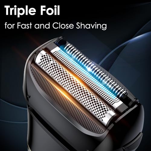 Electric-Razor-for-Men-Face-Electric-Shavers-for-Men-Cordless-Rechargeable-Waterproof-Foil-Shaver-with-Pop-up-Trimmer-LED-Display-and-Travel-Lock-for-Beard-Trimming-Black