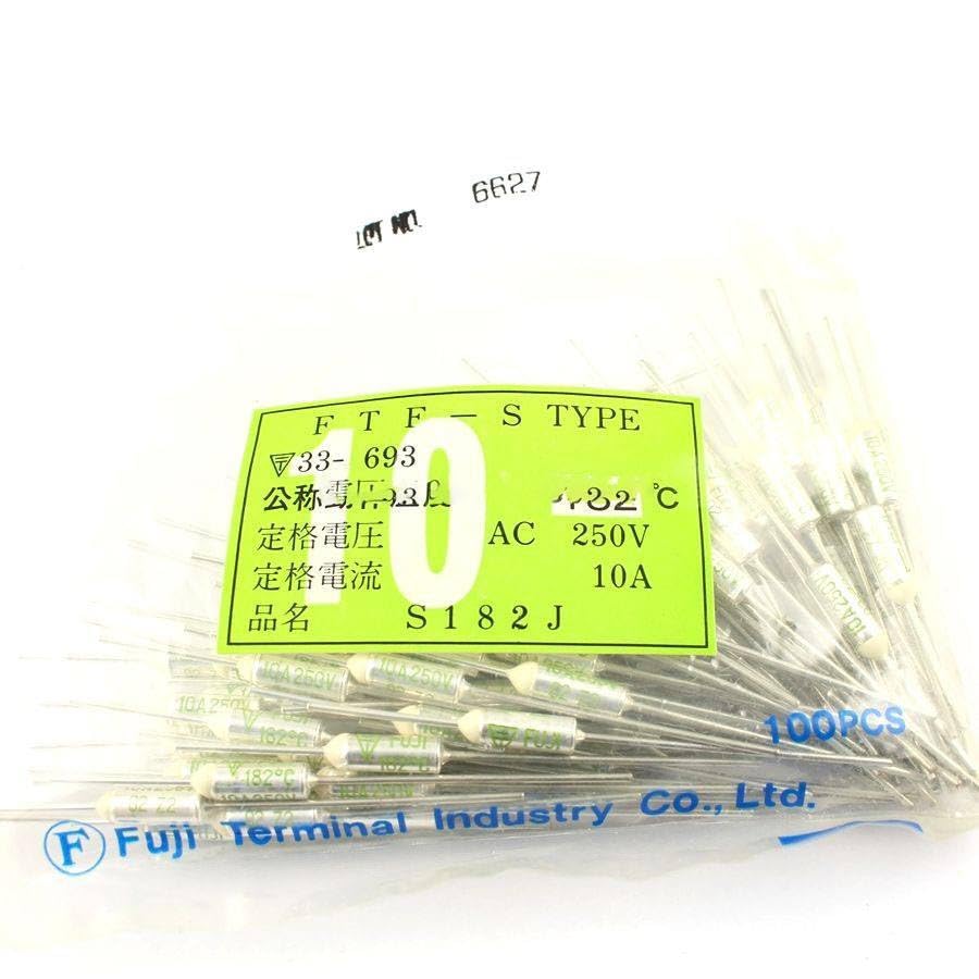 100 Pcs Thermal Fuse 182 Degree TF Cutoff 250V 10A