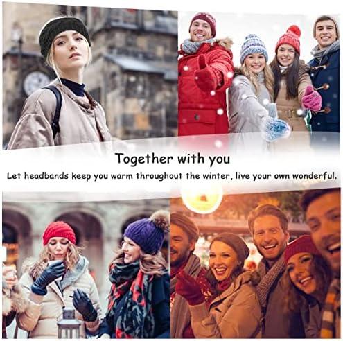 Winter Knitted Headband - Women Chunky Knit Headbands Crochet Braided Hair Band Ear Warmer Crochet Head Wraps Cable Knitted Turban Hairband (Black-1)