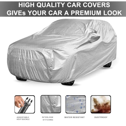 Image of Auto Hub Car Cover Compatible with MG Majestor with Mirror Pocket, Soft Cotton Lining, Majestor Car Cover Waterproof - Metallic Silver