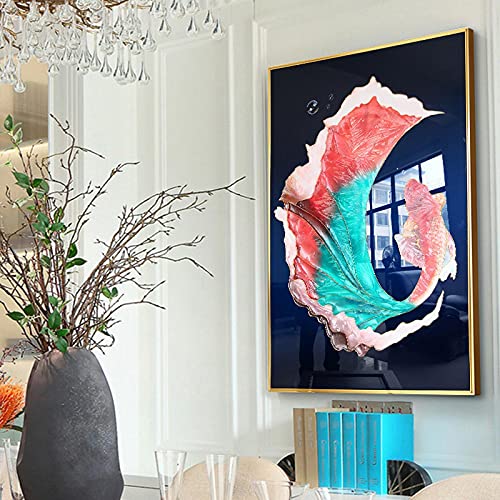 Toile poisson rouge abstrait pour une déco de salon colorée - 3