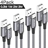 🎉 [ Flexible Länge ] - 4-Pack 0,3m 1m 2m 3m Typ C USB Ladegerät Kabel eignen sich für jeden Anlass, zu Hause, im Büro, im Auto und für die verschiedenen täglichen Verbindungsbedürfnisse.Eine Bestellung enthält 4 Kabel.