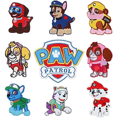 Iron-On Patches for Children, 9 Pieces, DIY Paw Patrol Patches, Clothing Patches, Sewing Applique for T-Shirt, Jeans, Bags, Clothing Repair Cover