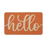 Artoid Mode Orange Hello Fall Doormat, Autumn Home Decor Low-Profile Switch Rug Door Mat Floor Mat for Indoor Outdoor 17x29 Inch
