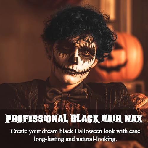 Image of Temporary Hair Clay Pomades 4.23 oz, Natural Hair Dye Material Disposable Hair Styling Clay Ash for Cosplay. Halloween, Party (Jet Black)