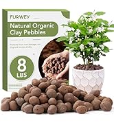 FURWEY 8 LBS Organic Clay Pebbles 4mm-16mm Leca for Plants 100% Natural Hydroton Clay Pebbles for...