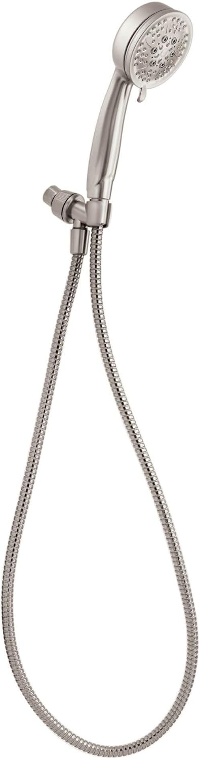 Moen 26015SRN Caldwell 4.25-Inch Five-Function Handheld Shower with Bracket and Hose, Spot Resist Brushed Nickel