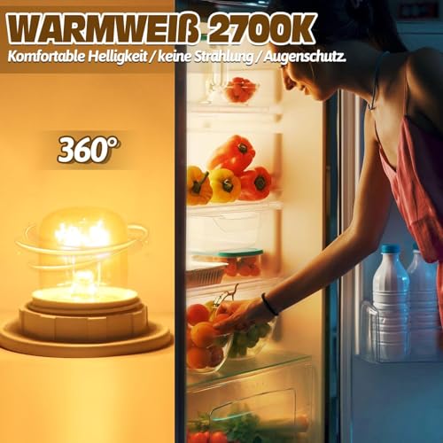 Blakapoo E14 Backofenlampe 300 Grad, T22 E14 SES Ofenlampe Warmweiss 2700K Dimmbar, für Mikrowellen, Salzlampe Glühbirnen, Kühlschrank, 3 Stück