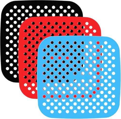 Image of Silicone Air Fryer Liners Non Stick Easy Clean Air Fryer Mats Parchment Paper Replacement for Air Frying Steaming Oven Baking (Combo 3)