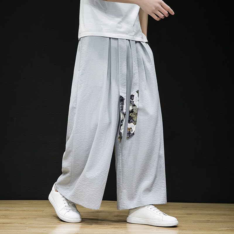 GUOYUXIAO Men's Pants Spring Printed Style Straight Loose Trouser2