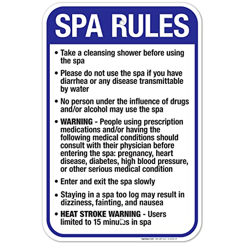 Montana Spa Rules Sign, Complies With State Of Montana Pool Safety Code, 12x18 Inches, Rust Free .063 Aluminum, Fade Resistant, Made in USA by Sigo Signs