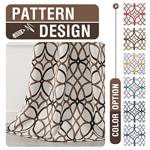 H.versailtex Blackout Curtains Printed Design 108 Inch Length 2 Panels Set Thermal Insulated Curtains For Bedroom Living Room Geometric Modern Grommet Window Drapes - Taupe And Brown #TOP4