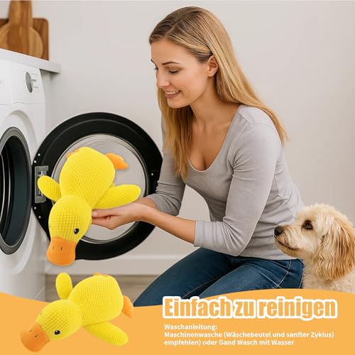 Anti Stress Ente Für Hunde, Hundespielzeug Unzerstörbar, Unzerstörbares Hundespielzeug, Kuscheltier Für Hunde, Enge Kuscheltier, 25×22 cm, Gelb