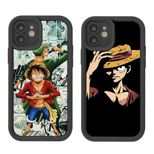 2 Pack Phone Case For iPhone 7/iPhone 8/iPhone SE 2/3 4.7 inch, Anime Gear 5 Nika Luffy Zoro Aesthetics Cartoon Pattern Shockproof Aesthetics Design Full lens Protection Cover for Children Boy Girl