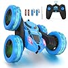 Remote Control Car Double Sided 360°Rotating 4WD RC Cars with Headlights 2.4GHz Electric Race Stunt Toy Car Rechargeable Toy Cars for Boys Girls Birthday (Blue)