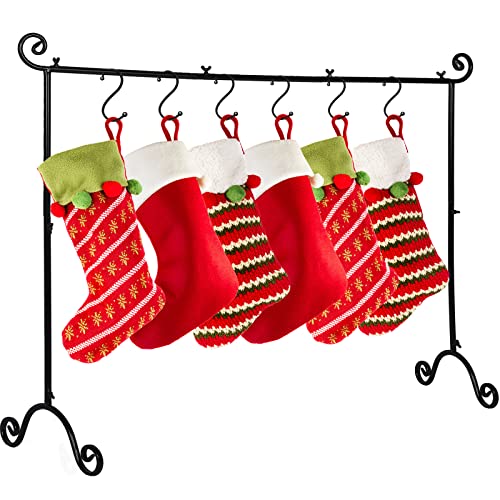 Sosation Christmas Stocking Holder Stand with 6 Hook Extra Large Freestanding Stocking Hanger Rack for Floor Metal Holiday Decor Xmas Stocking Ornament Hanger Display for Home, 41 