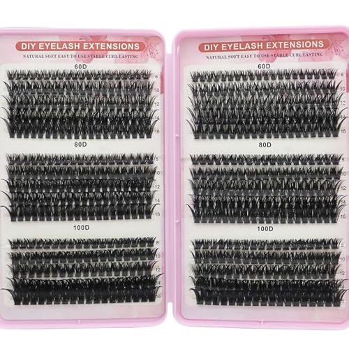 KEYRI 576 Pezzi Ciglia Finte Extension Ciglia 60-80-100D Curl Ciglia-Finte Fluffy Russian Eyelashes Extensions Ciuffetti Eyelashes Naturali per Ragazze e Donne Principianti (60-80-100D)