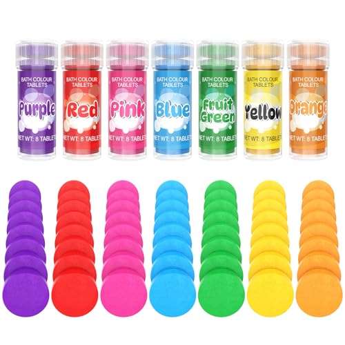 Fidton Bath Colour Tablets - 160 Counts Water Colours Changing Tablets No Fragrance Food Grade Skin - Friendly 7 Vivid Colours Bath Paints