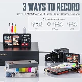 Convertitore da VHS a digitale, Registratore Video VHS Digital Recorder con Remote, Converte le Registrazioni da VHS, VCR, DVR, DVD, Hi8, Mini DV, Videocamera in Digitale