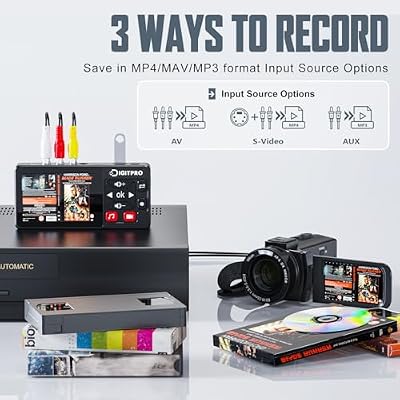 VHS to Digital Converter 2.0, HD Video to Digital Converter Recorder with Remote, Convert Record Analog Video Audio from VHS/VCR, DVR/DVD/Hi8/Mini DV/Camcorder/Gaming Consoles(Tapes Players Needed)